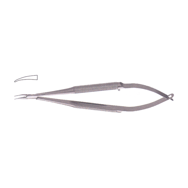 Barraquer Needle Holder, Round Handle, Curved, Without Catch